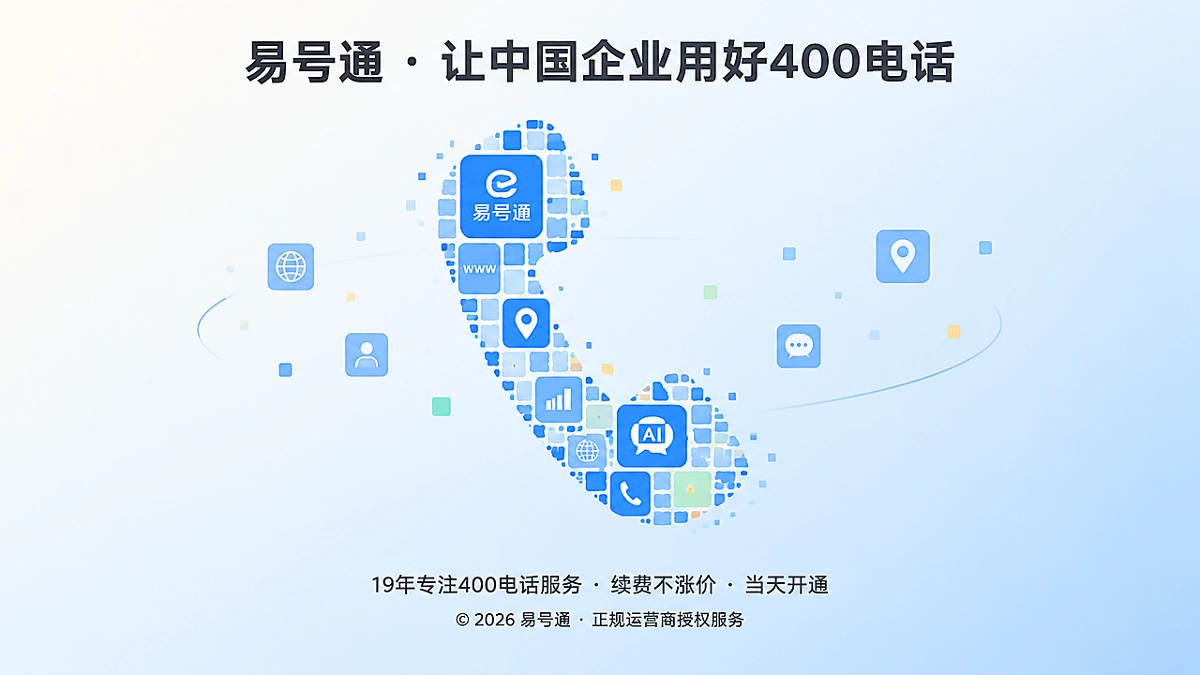 抽象场景式配图：400电话号码像是由各类企业信息汇聚成的品牌识别资产